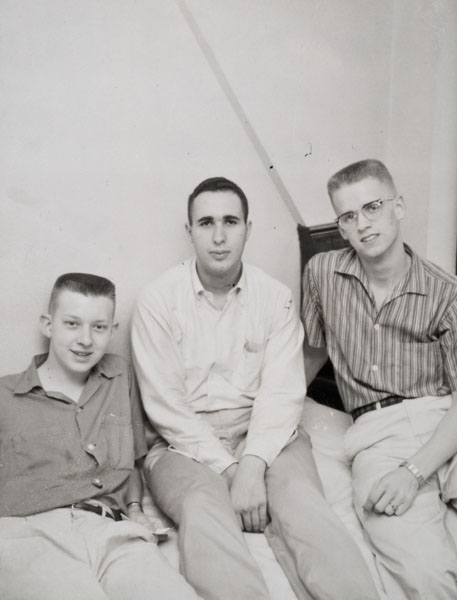 Bill Derveniotes and Gary Knoble with me in my freshman room.