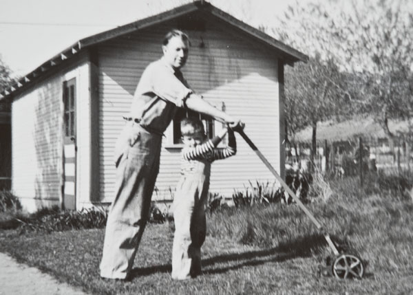 Mowing lawn